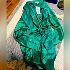 Shop the 12th Tribe NWT Green Satin Dress with Belt